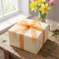 Geschenkband Polyester Orange mit weissen Punkten 1,5 cm x 20 m - Für Dekoration und Geschenkverpackung | Floristik24.ch
