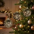 Weihnachtskugel Kunststoff 7cm Leopard Muster Gold Glitzer 3er-Set | Floristik24.ch