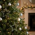 Weihnachtsstern Anhänger 17,5 cm Silber Glitter 9 Stück Kunststoff | Floristik24.ch