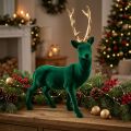 Dekofigur Hirsch aus Kunststoff, 40 cm, Grün und Gold | Floristik24.ch