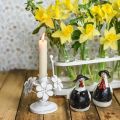 Floristik24 Frühlingsdeko, Metall-Leuchter mit Blumen, Hochzeitsdeko, Kerzenhalter, Tischdeko