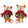 Deko-Fuchs mit Schal und Zapfen 10cm 2er-Set Polyresin orange-grün | Floristik24.ch