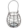 Floristik24 Gartenlaterne Metall Schwarz mit Glas-Windlicht Ø14cm H12,5cm