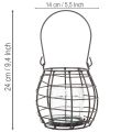 Gartenlaterne Metall Schwarz mit Glas-Windlicht Ø14cm H12,5cm | Floristik24.ch