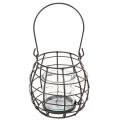 Gartenlaterne Metall Schwarz mit Glas-Windlicht Ø14cm H12,5cm | Floristik24.ch