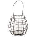 Floristik24 Gartenlaterne aus Metall mit Glas Windlicht Schwarz Ø20cm H18,5cm