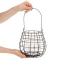 Gartenlaterne aus Metall mit Glas Windlicht Schwarz Ø20cm H18,5cm | Floristik24.ch