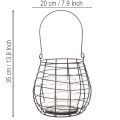 Gartenlaterne aus Metall mit Glas Windlicht Schwarz Ø20cm H18,5cm | Floristik24.ch