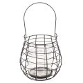 Gartenlaterne aus Metall mit Glas Windlicht Schwarz Ø20cm H18,5cm | Floristik24.ch