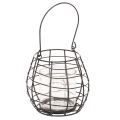 Floristik24 Gartenlaterne mit Henkel Metall Schwarz Windlicht Glas Ø17cm H15cm