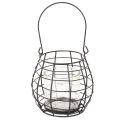 Gartenlaterne mit Henkel Metall Schwarz Windlicht Glas Ø17cm H15cm | Floristik24.ch