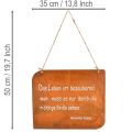 Gartenschild Metall 35x30cm Rostoptik mit Spruch und Jutekordel für Aussenbereich | Floristik24.ch