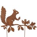 Floristik24 Gartenstecker Eichhörnchen auf Ast aus Metall in Rost-Optik, H42cm, 3er-Set