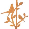 Gartenstecker Zweig mit Vögeln Metall 100 cm Braun Edelrost | Floristik24.ch