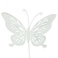 Floristik24 Gartenstecker Metall Schmetterling Weiß 14×12,5/52cm 2St