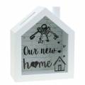 Floristik24 Sparbox "Our New Home" Holz Glas Weiß 15x7cm H18cm