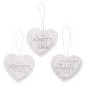 Floristik24 Geschenkanhänger Herz Konfetti Papier 9cm Weiss Silber 6 Stück