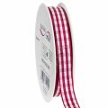 Floristik24 Geschenkband kariert Violett-Weiss 15mm x 20m aus Polyester und Viskose
