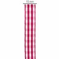 Geschenkband kariert Violett-Weiss 15mm x 20m aus Polyester und Viskose | Floristik24.ch