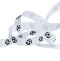 Floristik24 Geschenkband Weiß mit Fußball 15mm 25m
