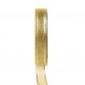 Floristik24 Geschenkband Gold Ringeleffekt 15mm 25m