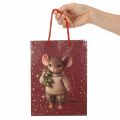 Geschenktüten Weihnachten mit Mausmotiv und Sternen, 18 × 8 × 24 cm, 2 Stück | Floristik24.ch