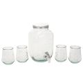 Floristik24 Getränkespender-Set aus Recyclingglas mit 4 Trinkgläsern, H25,5cm, grünblau