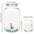 Getränkespender-Set aus Recyclingglas mit 4 Trinkgläsern, H25,5cm, grünblau | Floristik24.ch