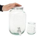 Getränkespender-Set aus Recyclingglas mit 4 Trinkgläsern, H25,5cm, grünblau | Floristik24.ch