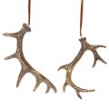 Floristik24 Geweih Deko-Anhänger aus Polyresin, braun-gold, 13–15 cm, 6 Stück