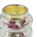 Floristik24 Glas Deko Teelichthalter mit Trockendeko Für LED H8,5cm 4St