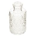 Floristik24 Mini Glasvase 9 cm Set mit Rautenmuster, transparent, 6 Stück, für Tischdekoration