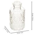 Mini Glasvase 9 cm Set mit Rautenmuster, transparent, 6 Stück, für Tischdekoration | Floristik24.ch