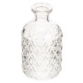 Floristik24 Glasflaschen Set mit Rautenmuster, Vase, 13 cm, 6 Stück, klar