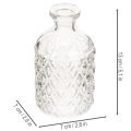 Glasflaschen Set mit Rautenmuster, Vase, 13 cm, 6 Stück, klar | Floristik24.ch