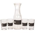 Floristik24 Glaskaraffe H 27 cm mit 4 Gläsern H 11 cm, transparent schwarz
