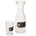 Glaskaraffe H 27 cm mit 4 Gläsern H 11 cm, transparent schwarz | Floristik24.ch
