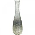 Floristik24 Blumenvase aus Glas, Tischvase zweifarbig Echtglas Klar, Silber H30cm