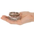Teelichthalter aus klarem Glas mit silbernem Metallrand, rund, 6 × 3 cm, 4er-Set | Floristik24.ch