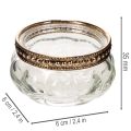 Teelichthalter aus klarem Glas mit silbernem Metallrand, rund, 6 × 3 cm, 4er-Set | Floristik24.ch