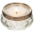 Teelichthalter aus klarem Glas mit silbernem Metallrand, rund, 6 × 3 cm, 4er-Set | Floristik24.ch
