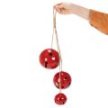 Rote Metallglocken 3er-Set, 14/12/8 cm, mit Juteband für Weihnachtsdekoration | Floristik24.ch