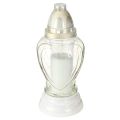 Floristik24 Grablicht Glas Herz Gravur Grablaterne Klar Ø11cm H26cm