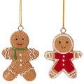 Floristik24 Deko-Anhänger Lebkuchenmännchen 6 cm Polyresin Braun Rot 12er-Set