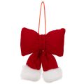 Stoffschleife aus rotem Flanell mit Plüschrand, 15 cm | Floristik24.ch