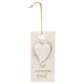 Floristik24 Anhänger Ich vermisse Dich Herzmotiv Dekoschild 12 cm cremebeige