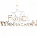 Floristik24 Holzdeko Frohe Weihnachten, Sterndeko, Dekohänger Advent Natur, Weiß H15cm B30cm 2St