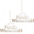 Floristik24 Holzdeko Frohe Weihnachten, Sterndeko, Dekohänger Advent Natur, Weiß H15cm B30cm 2St