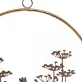 Floristik24 Wanddeko Blumen Metall Deko zum Hängen Gold Antik Ø38cm