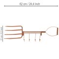 Hakenleiste aus Metall in Edelrost-Optik, Heugabel-Design, 4 Haken, 62 cm | Floristik24.ch